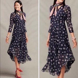 CAbi Pemberley Dream Dress in Midnight Navy Floral Sheer Outer with Slip Lining